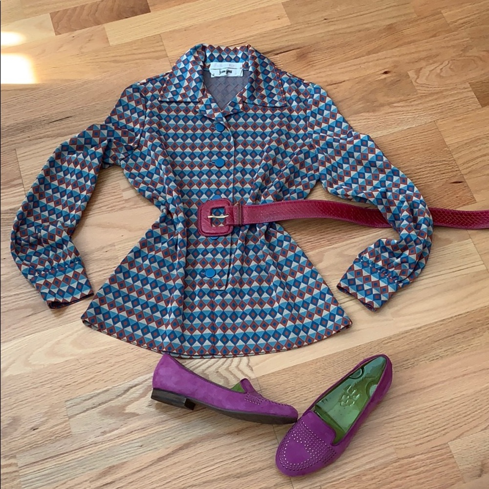 Neiman Marcus FUNKY 70s style Geo Harlequin Plaid